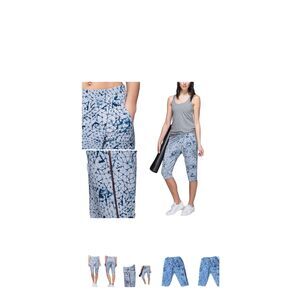 Lululemon Retreat Yoga Crop Pants In Star Crushed Silver Fox Navy Size 4